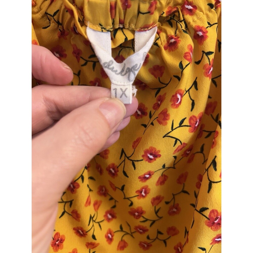 Indulge in Style 1X Yellow Floral Boho Midi Dress Smocked Cottagecore Chic - Picture 4 of 13
